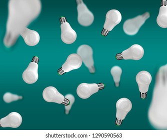 Many flying light bulbs down. 3d render, 3d model, 3d image - Shutterstock ID 1290590563