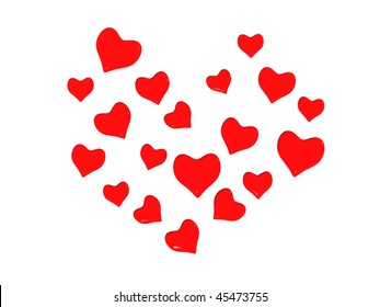 Many Hearts Big Heart 3d Valentine Stock Illustration 45473755 ...