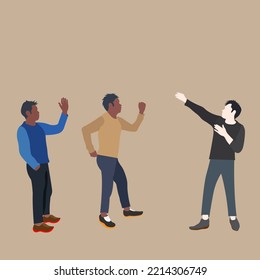 Many Men Are Eager To Talk And Explain. Ready To Show Gestures For Understanding, Illustration, Silhouette, People, Business, Angry, Conflict, D, Separated