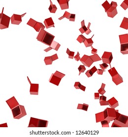 Many red 3d boxes