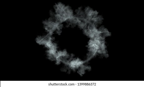 So Many Smoke Covering Around Circle. Black Background 3d Render