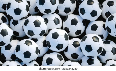 Many Soccer Balls For Background Or Banner. 3d Rendering