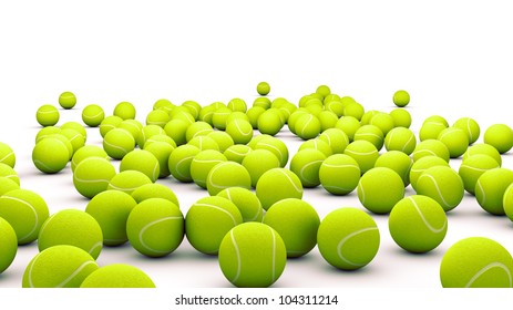 Many Tennis Ball Isolated On White