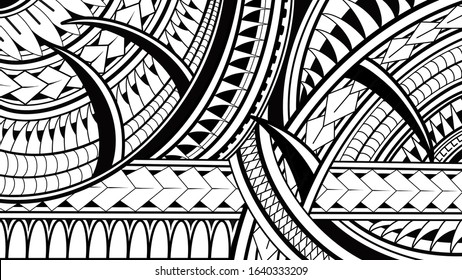 Maori polynesian pattern illustrations on white background.