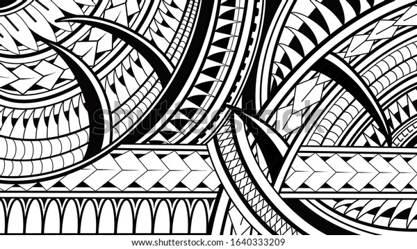 Maori Polynesian Pattern Illustrations On White Stock Illustration