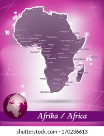 Map of Africa with abstract background in violet