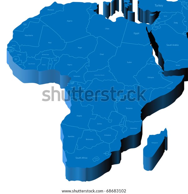 Map Africa National Borders Country Names Stock Illustration 68683102