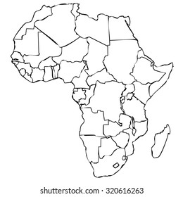 Map African Continent Black Outline On Stock Illustration 320616263 ...
