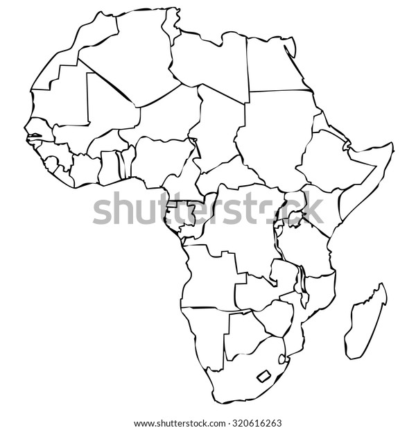 Map African Continent Black Outline On Stock Illustration 320616263 Shutterstock 0233