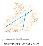 Map of airport RAF Marham in Marham (GB). IATA-code: KNF. Airport diagram with runways, taxiways, apron, parking areas and buildings. Map data from OpenStreetMap.