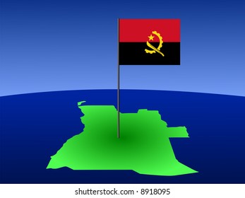 Map Of Angola And Angolan Flag On Pole Illustration JPG