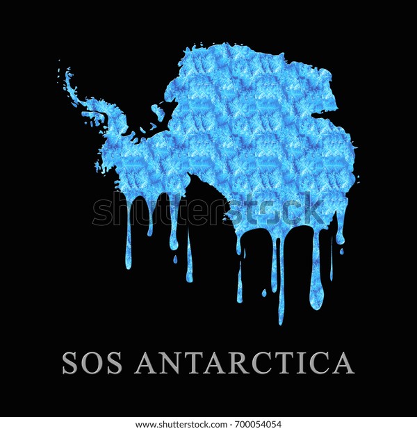 Map Antarctica Melting Consequences Global Warming Stock