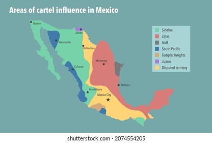 Map With Areas Of Cartel Influence In Mexico