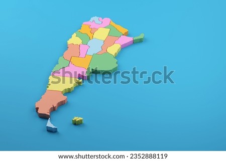 Map of Argentina in three dimensions with copy space. 3d illustration.