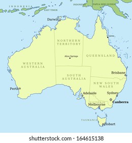 Map Australia All Important Cities Administrative Stock Illustration ...