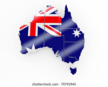 Map Of Australia In Australian Flag Colors. 3d