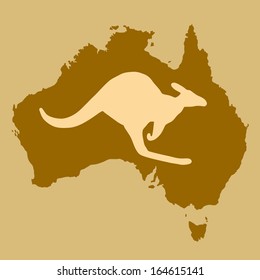 Map Of Australia With Kangaroo Shape. Outline Country Map.