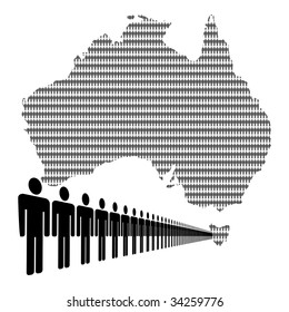 Map Of Australia Made Of People With Line Of Men JPEG