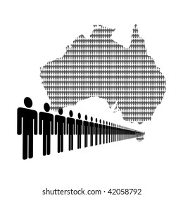 Map Of Australia Made Of People With Line Of Men JPEG