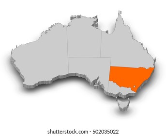 Map - Australia, New South Wales - 3D-Illustration