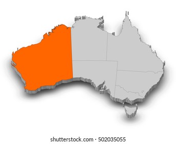 Map - Australia, Western Australia - 3D-Illustration