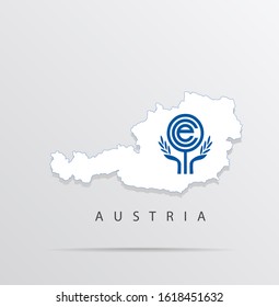  Map Of Austria Combined With Economic Cooperation Organization (ECO) Flag.