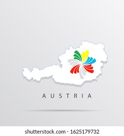 Map Of Austria Combined With Pacific Alliance Flag.