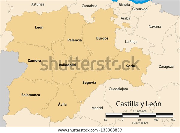 Map Autonomous Community Castile Leon Castilla Stock Illustration