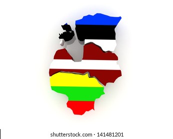 Map Of Baltic States. 3d