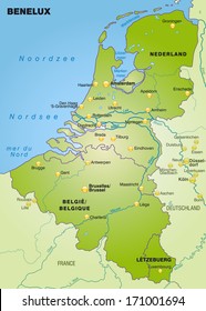 Map Of Benelux As An Overview Map In Green