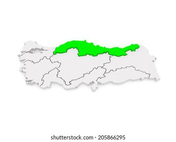 Map Of The Black Sea Region. Turkey. 3d