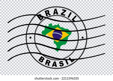 Map Of Brazil, Postal Passport Stamp, Travel Stamp, Clipping Path