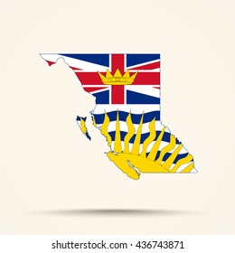 Map of British Columbia in British Columbia flag colors