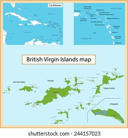 Map of the British Virgin Islands drawn with high detail and accuracy.