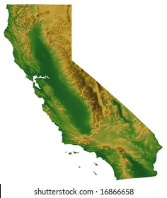 Map of California with Terrain