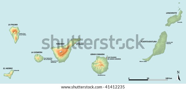 Map Canary Islands Stock Illustration 41412235 