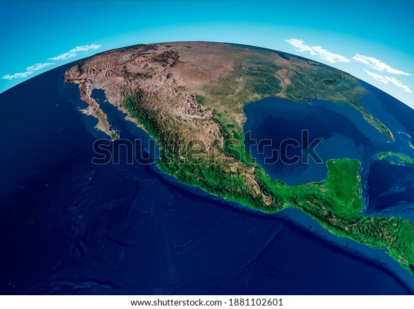 Map Central America Satellite View Mexico Stock Illustration 1881102601 ...