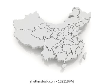 Map Of China. 3d