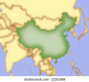 China Vector Map Borders Surrounding Countries Stock Vector (Royalty ...