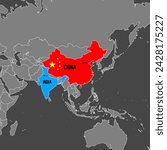 map of China and India