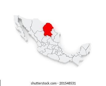 Map Of Coahuila. Mexico. 3d