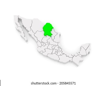 Map Of Coahuila. Mexico. 3d