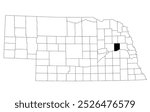 Map of Colfax County in Nebraska state on white background. single County map highlighted by black colour on Nebraska map. UNITED STATES, US