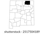 Map of Colfax County in New Mexico state on white background. single County map highlighted by black color on New Mexico map. UNITED STATES, US