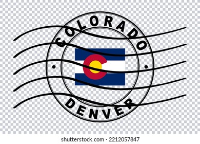 Map Of Colorado, Postal Passport Stamp, Travel Stamp, Clipping Path