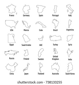 Map Country Icon Set. Outline Il6lustration Of 25 Map Country  Icons For Web