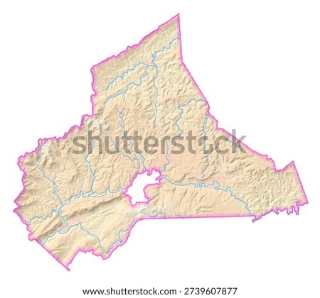 Map of the County Wise (Virginia, US) showing the isolated County with relief representation. No Lables.