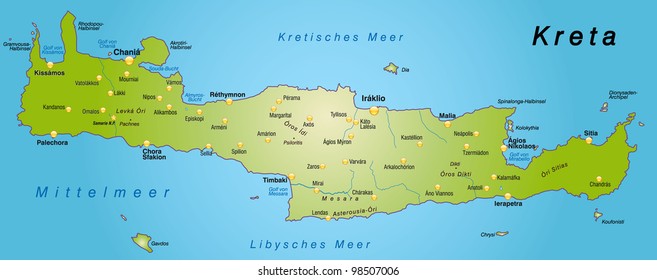 Map Crete Overview Stock Illustration 98507006 | Shutterstock