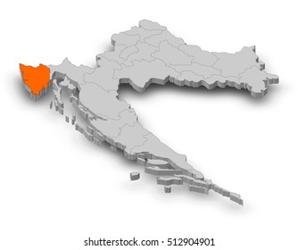 Map - Croatia, Istria - 3D-Illustration