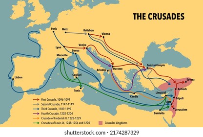 Map Of The Crusades Main Routes And Roads